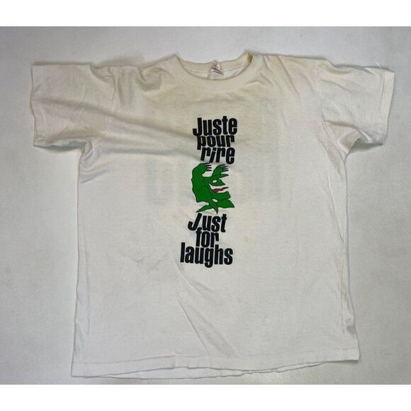 VINTAGE Roots Canada Just For Laughs Graphic T-shirt Men Large 90s Single Stitch - Picture 1 of 10